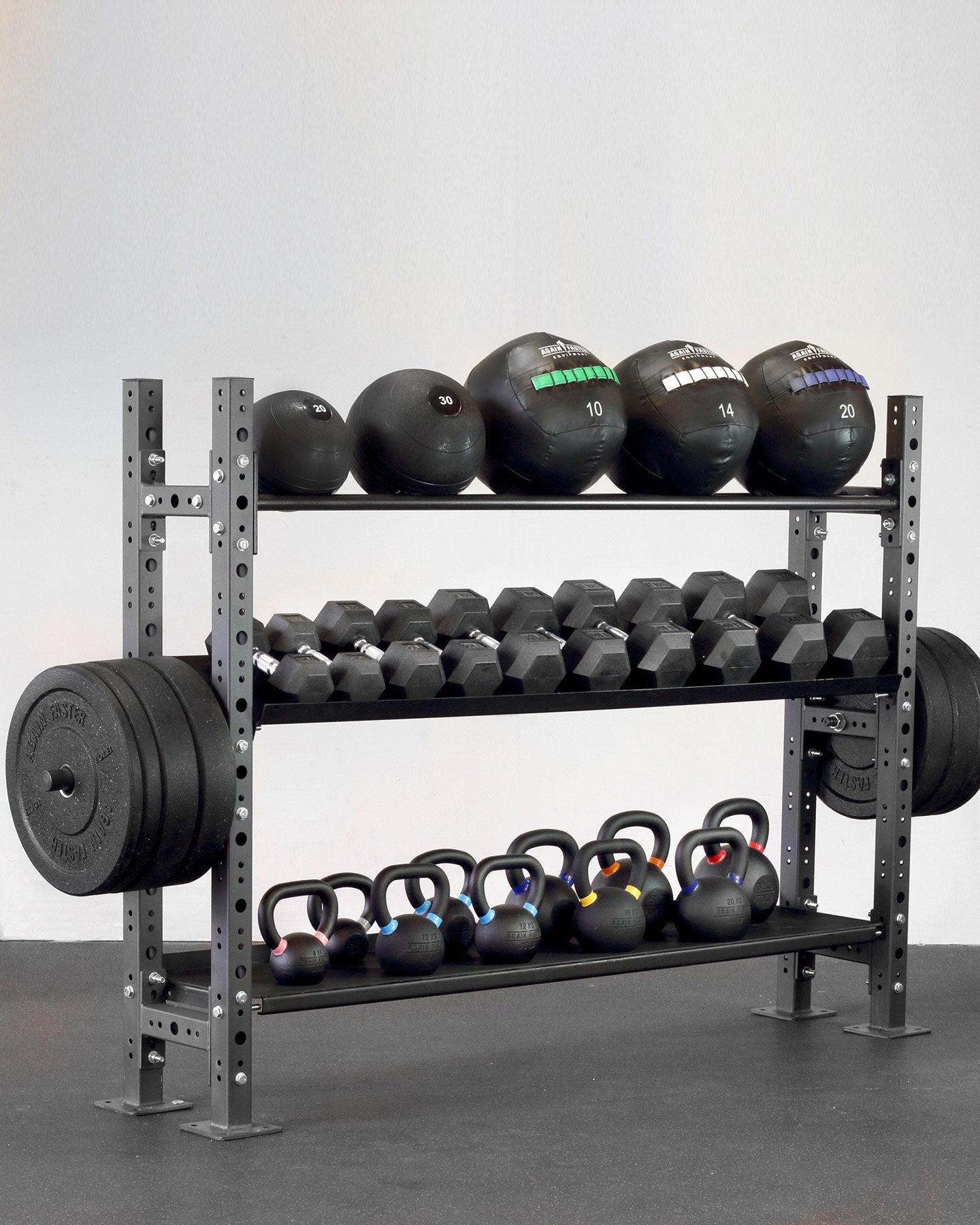 mass storage unity for home commercial gym medball slam ball bumper plates