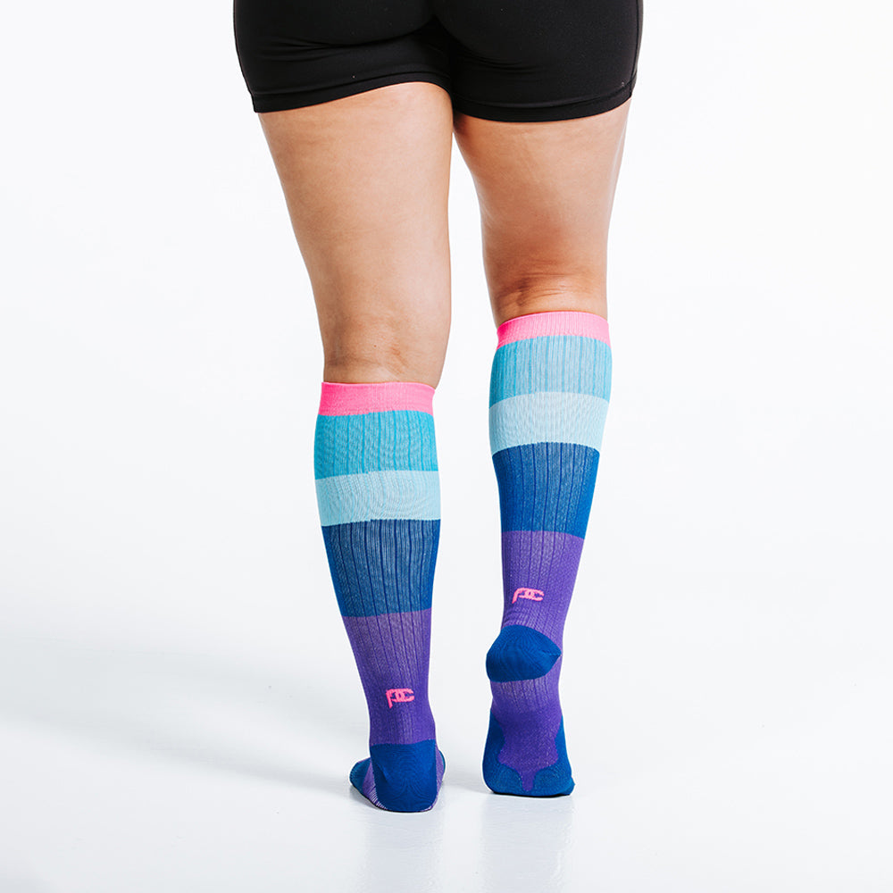 Pro Compression Marathon Socks, Neon and Blue Band