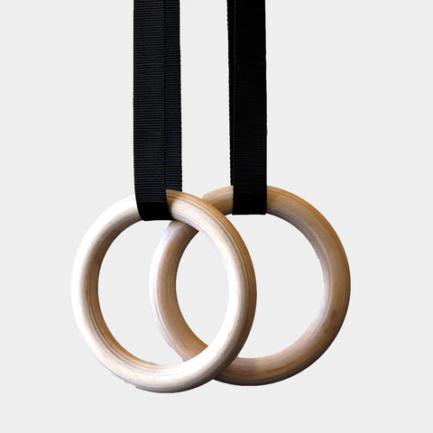 SMAI Wooden Gym Rings with Easy Straps