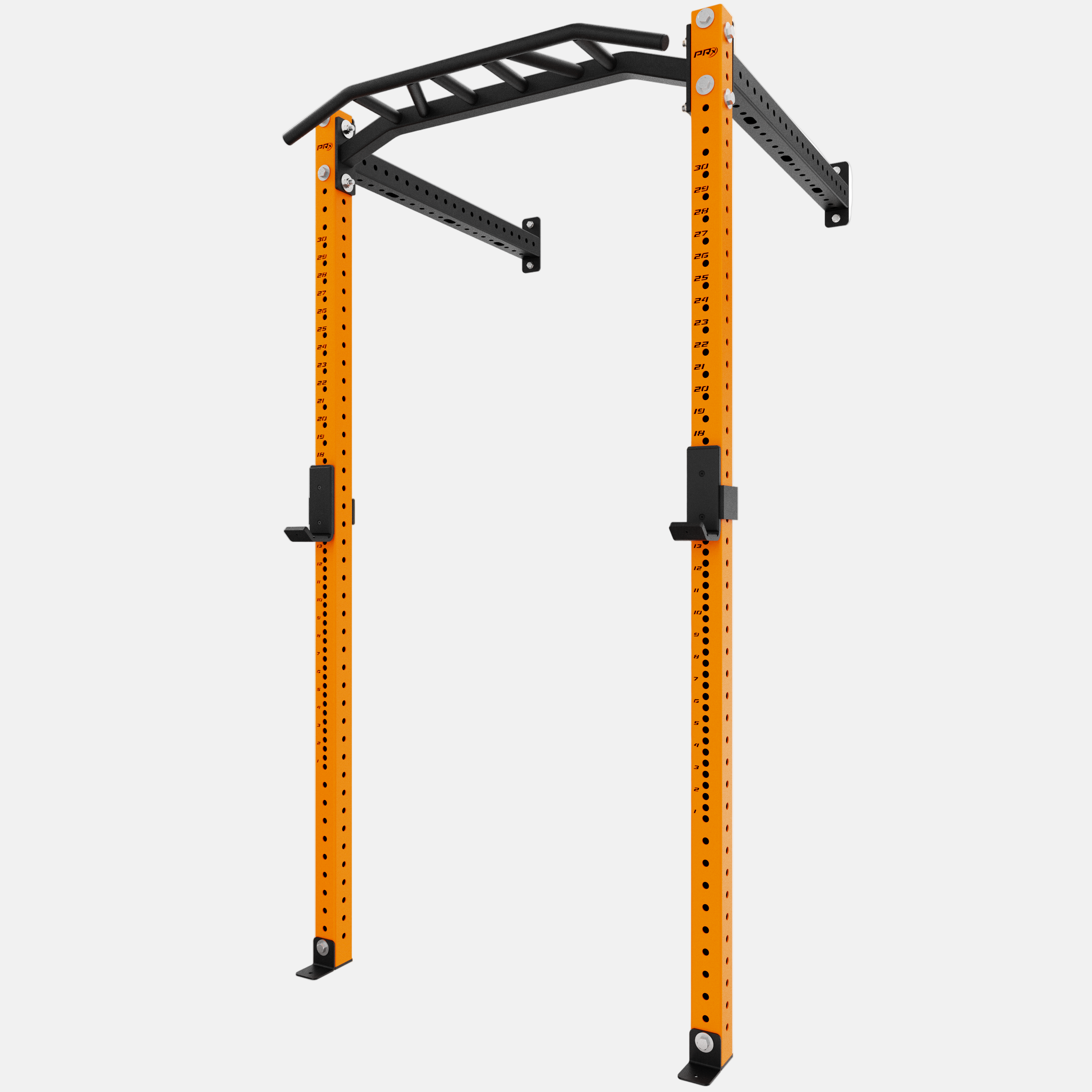 Orange PRX pull-up bar and squat rack