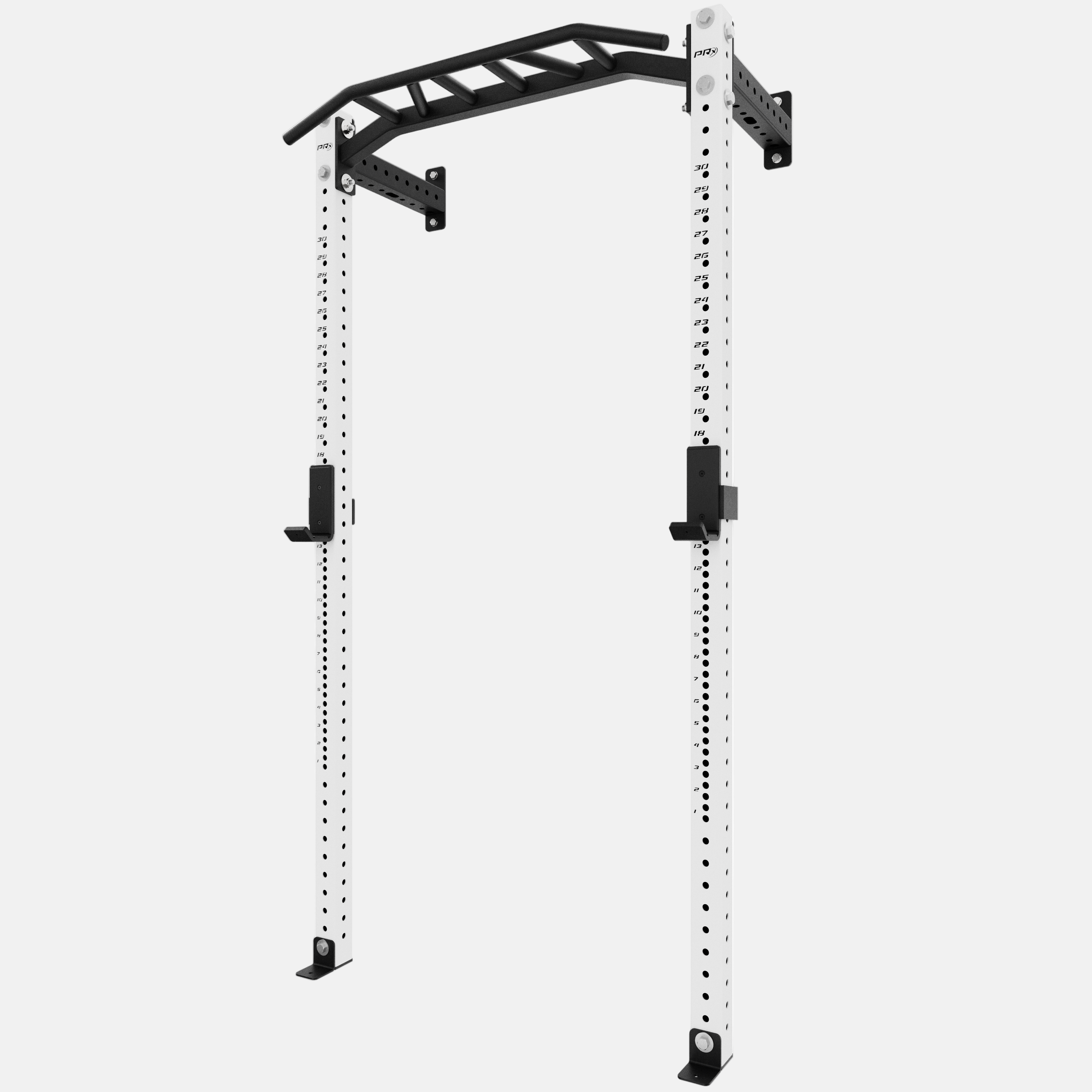 White PRX pull-up bar and squat rack
