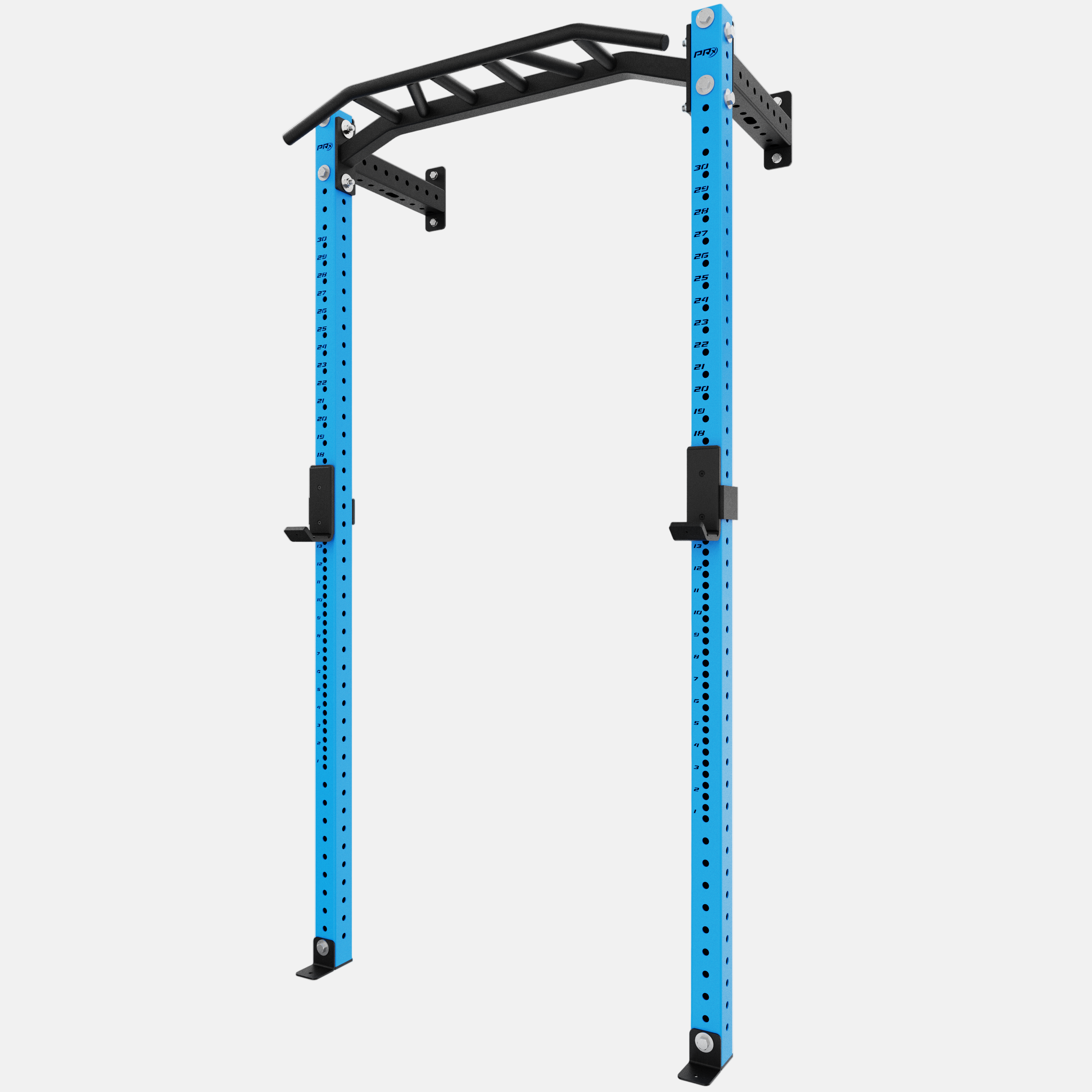 Sky blue PRX pull-up bar and squat rack