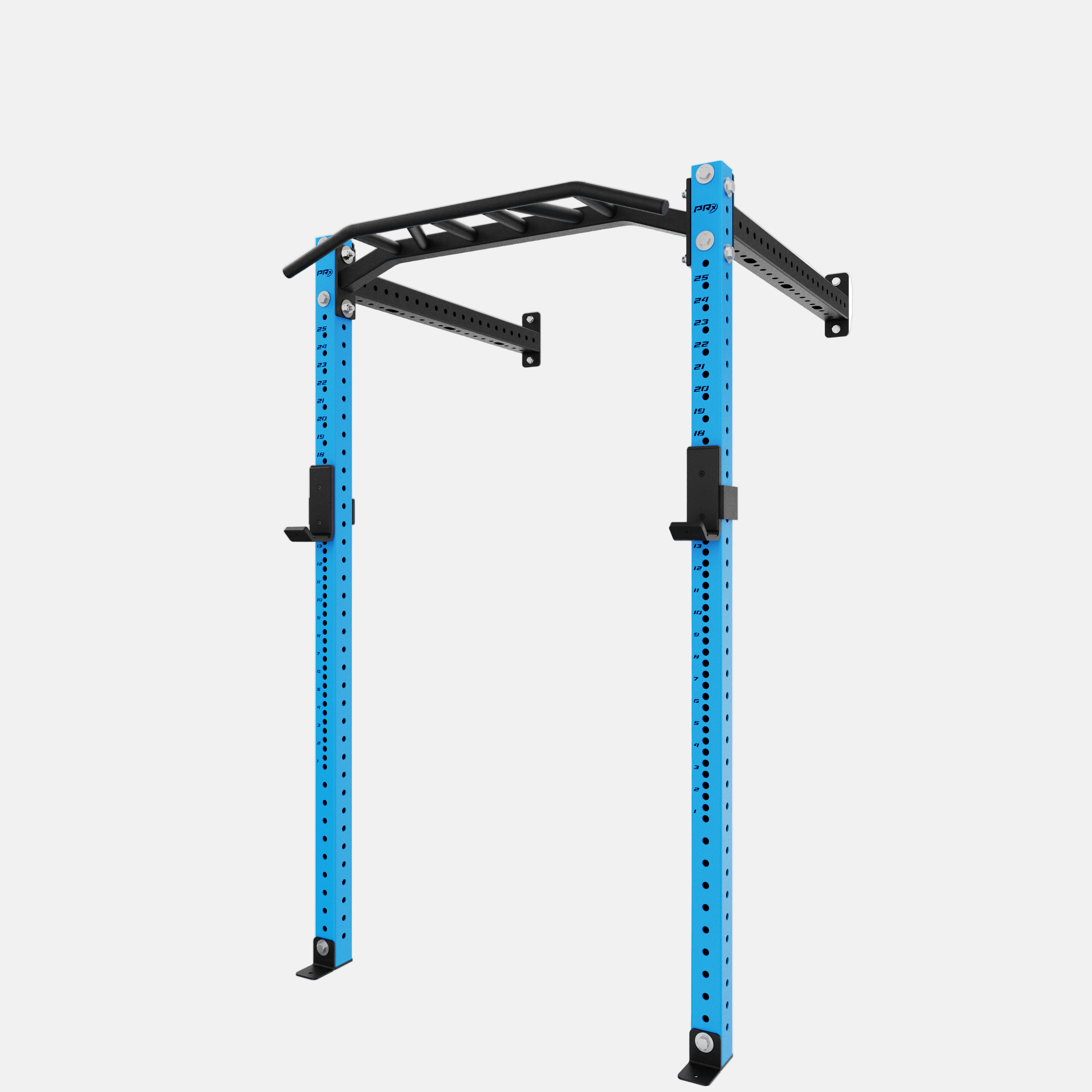 Light blue PRX pull-up bar and squat rack