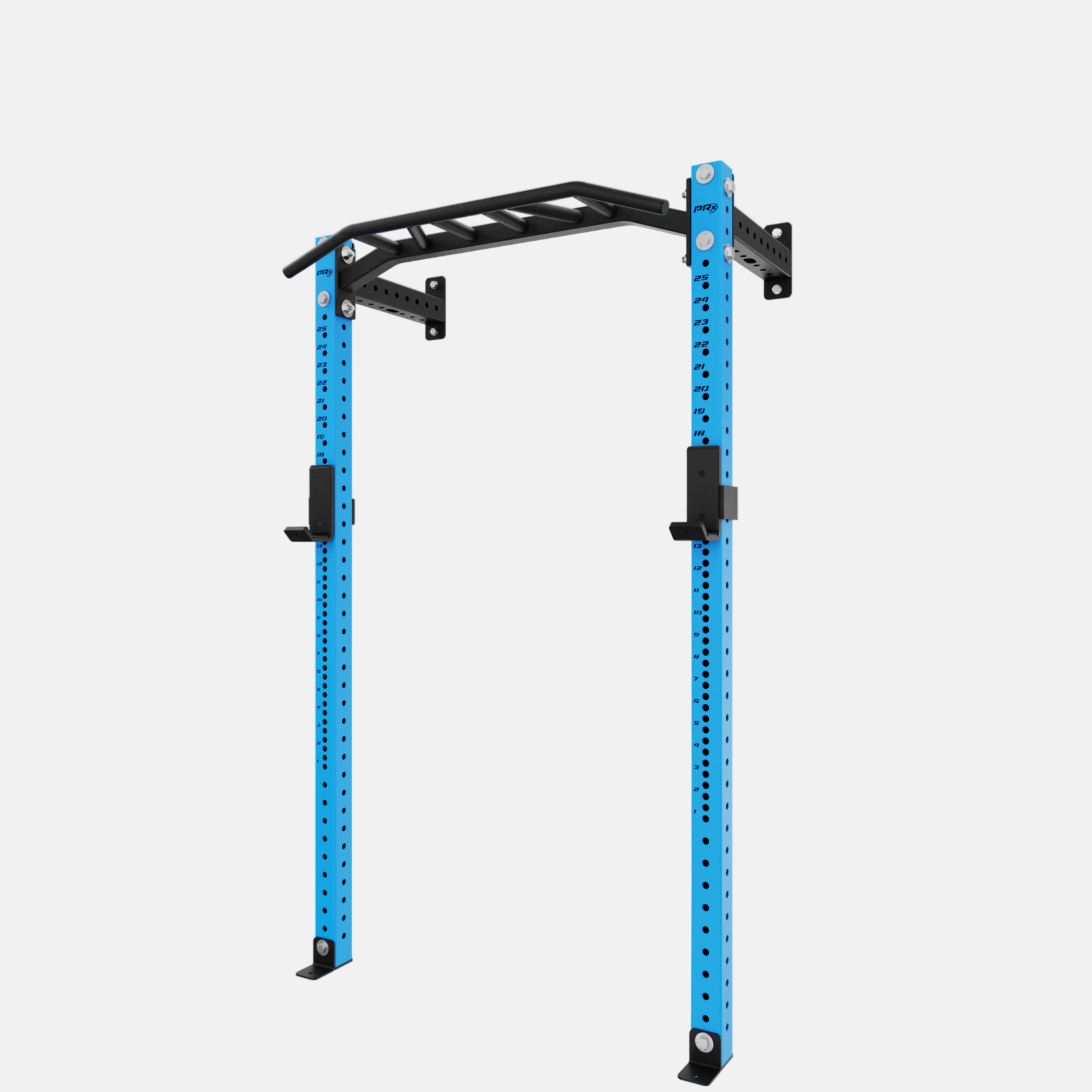 Light blue PRX pull-up bar and squat rack