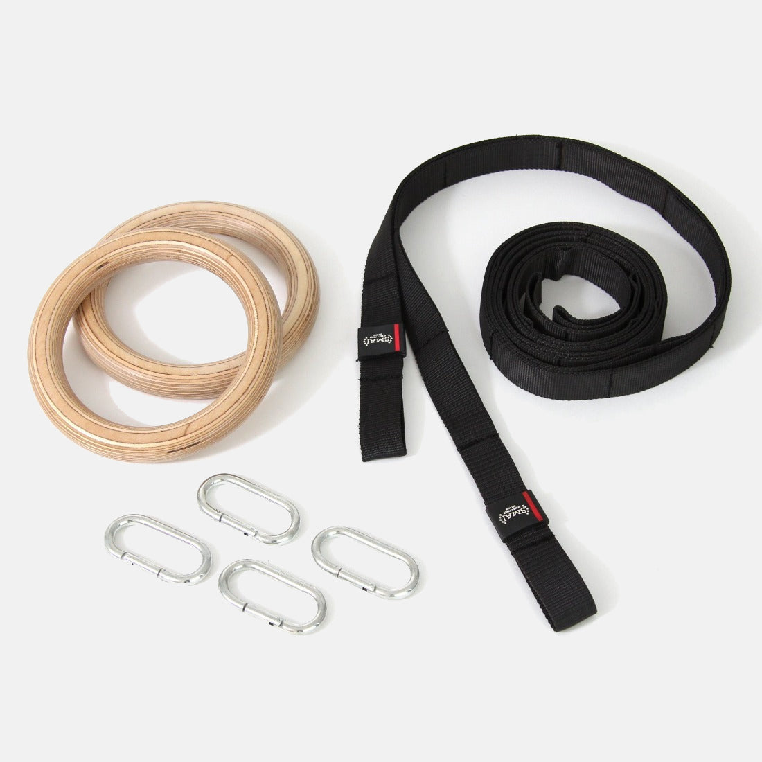 SMAI Wooden Gym Rings with Easy Straps