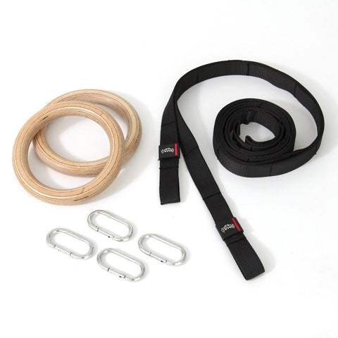 SMAI Wooden Gym Rings with Easy Straps