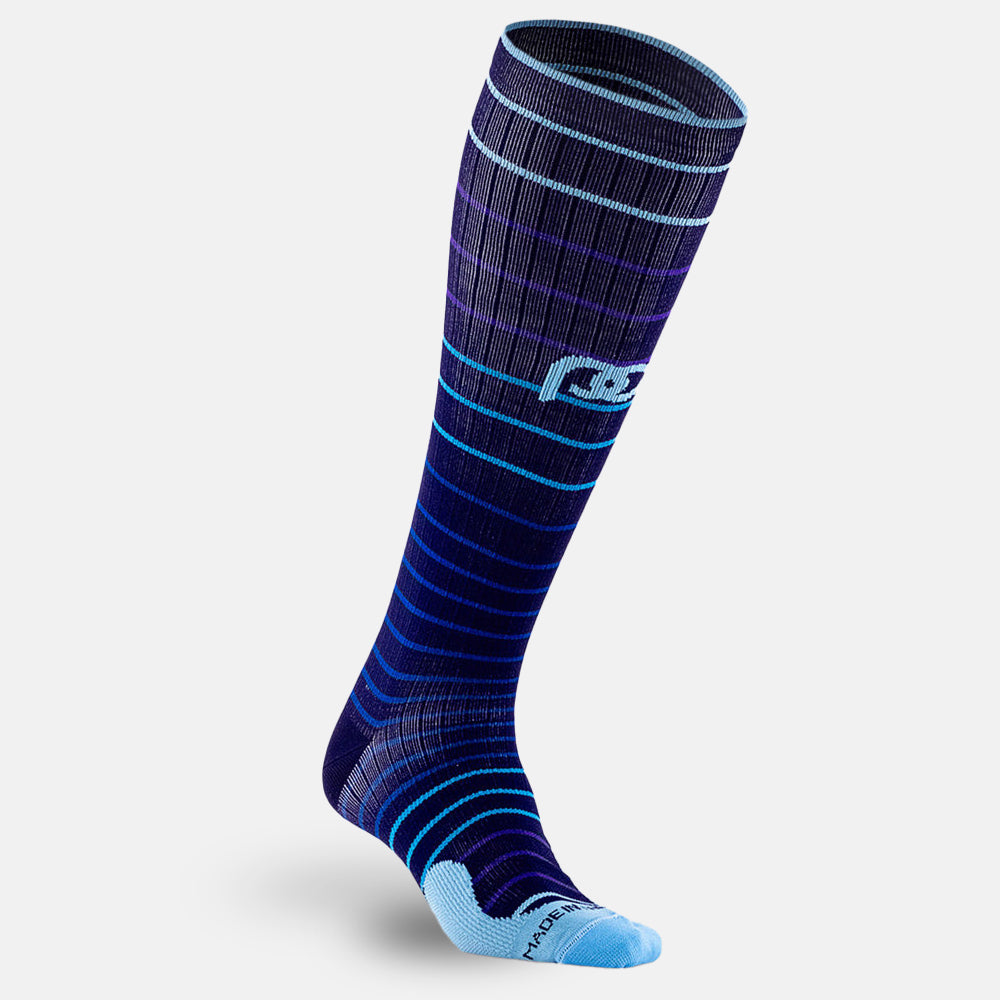 Pro Compression Marathon Socks, Navy Blue Lines