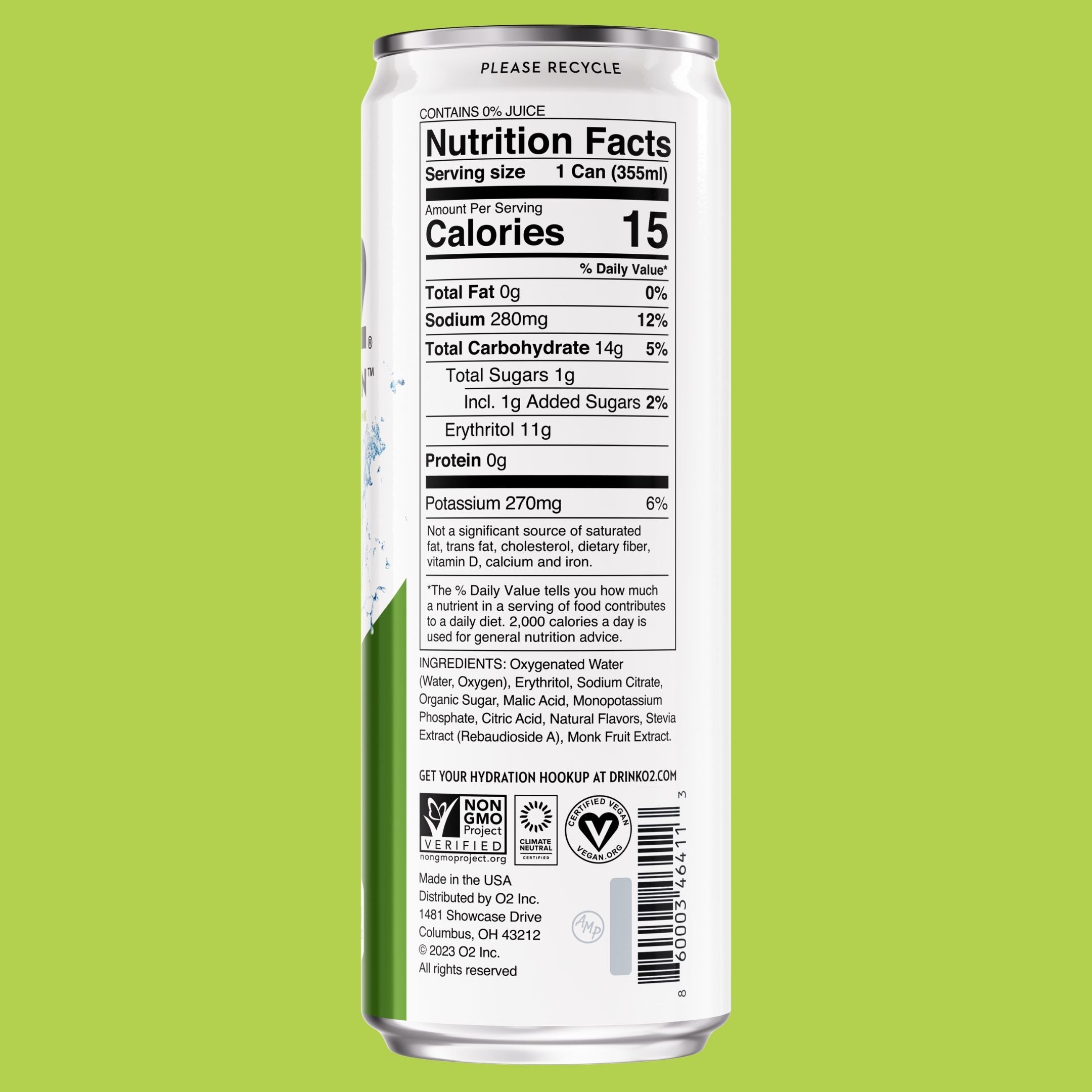 O2 Lemon Lime Recovery Drink