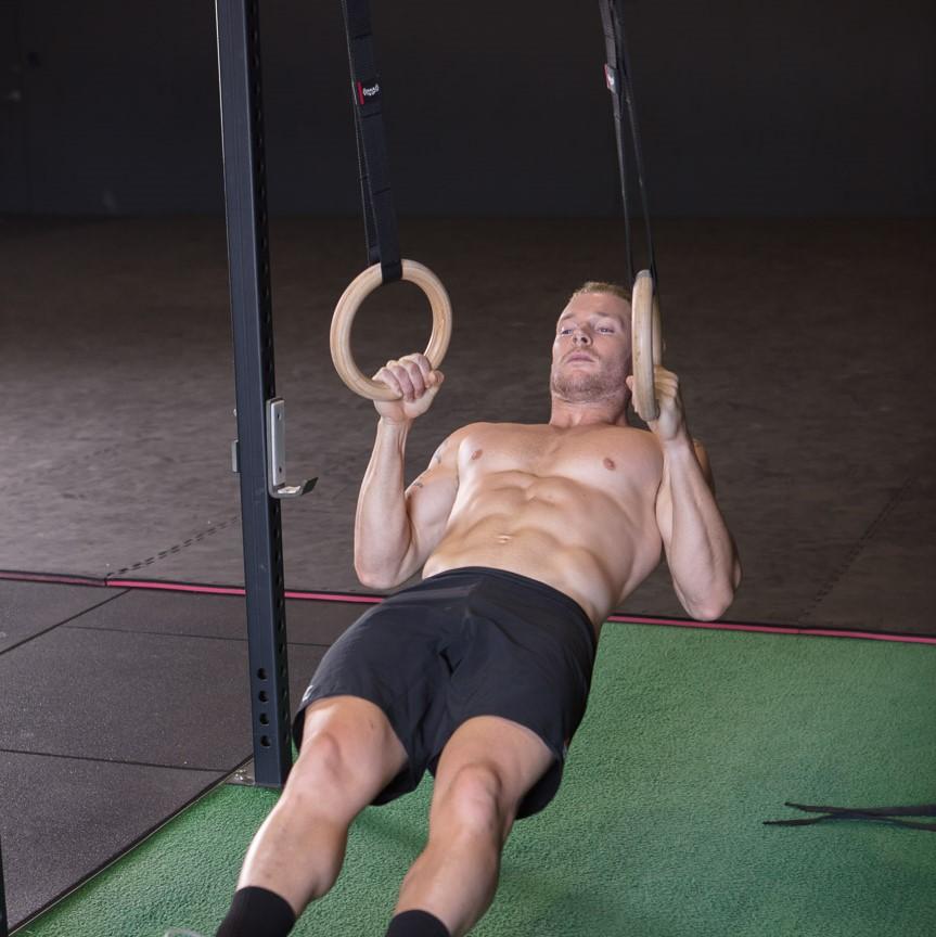 SMAI Wooden Gym Rings with Easy Straps