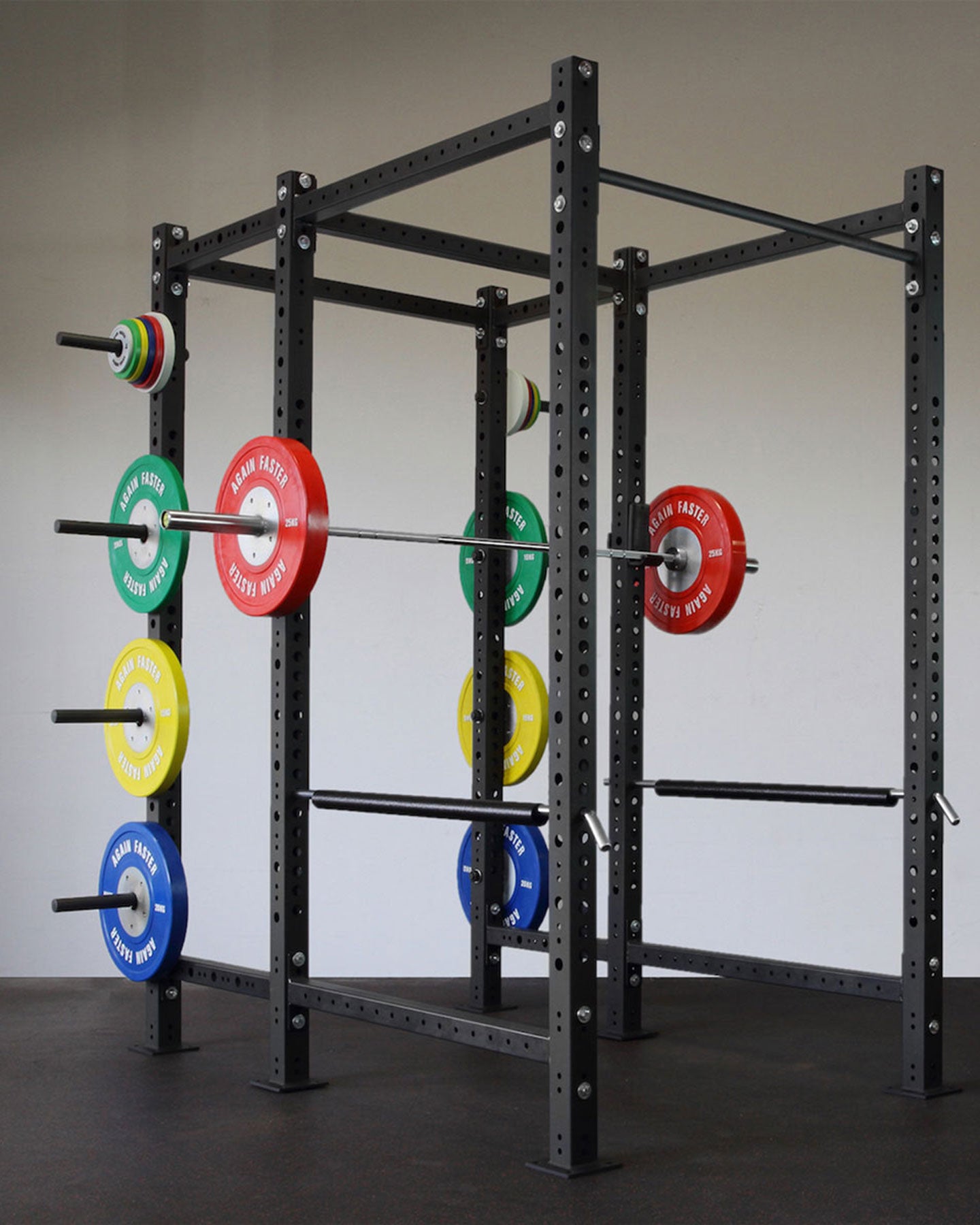 4x6 power rack with color olympic competiton bumper plates barbell fractional plates