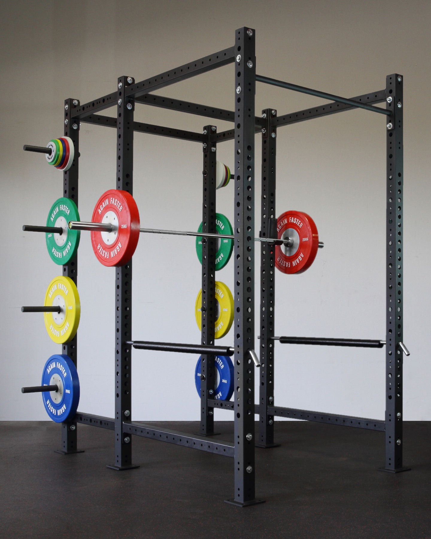 4x6 power rack with color olympic competiton bumper plates barbell fractional plates