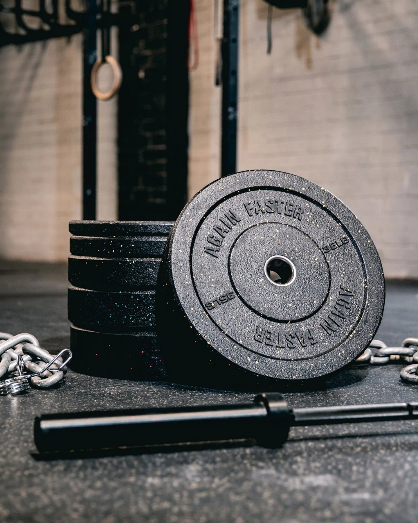 crumb bumer plates and olympic barbell