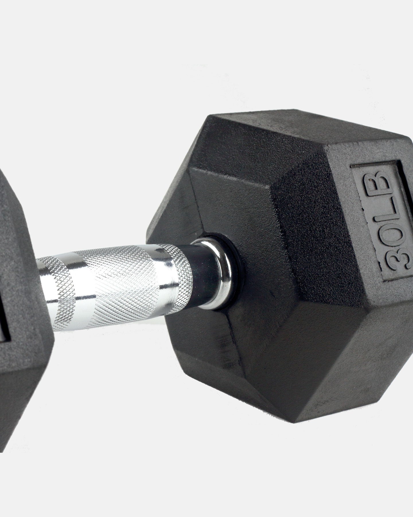 rubber hex dumbbell knurled ergonomic chrome handles