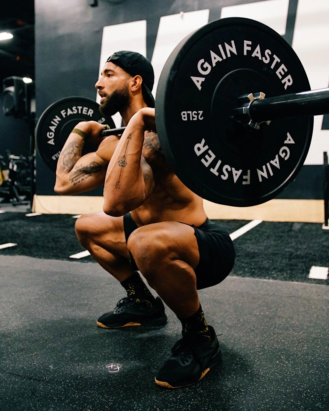 front squat olympic barbell bumper plates
